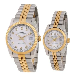 ست ساعت مچی عقربه ای زنانه و مردانه مدل دیت جاست