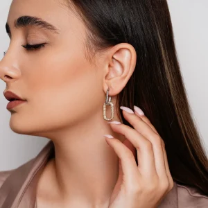 گوشواره بیضی دو رنگ YSX