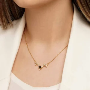 گردنبند زنانه استیل دوستت دارم به صد زبان دنیا مدل شاخ گوزن