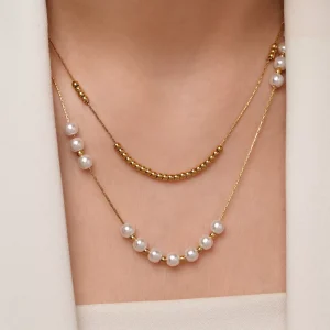 گردنبند استیل دولاین مروارید