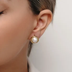 گوشواره استیل ٣١۶ مرواریدی