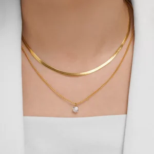 گردنبند استیل دولاین نگین دار