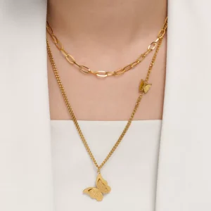 گردنبند استیل دولاین پروانه